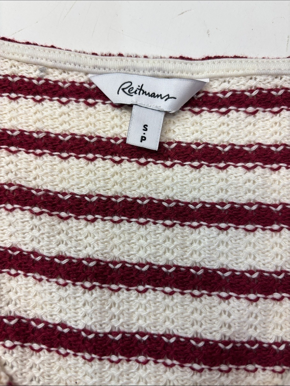 Reitman’s Knit Striped Crochet Button Front V-Neck Vest, size S - Picture 7 of 10